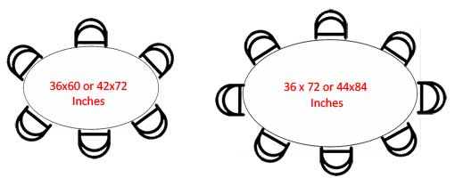 Glass oval dining table size 6 - 8 Seat size comparison