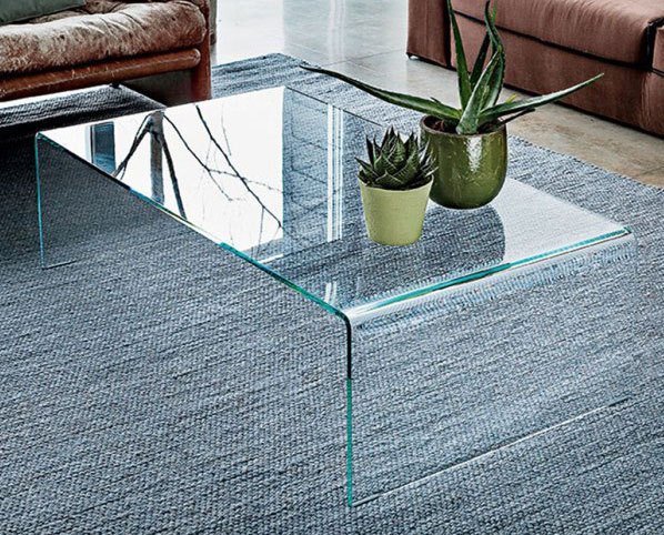 Buy Vogue Curved Bent Glass Coffee Table (Clear Glass) L 120cm