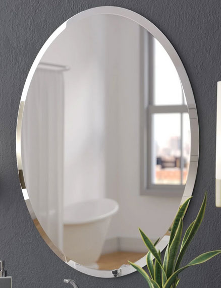 Buy Glass Oval Shape Mirror with Beveled edge 06mm thickness