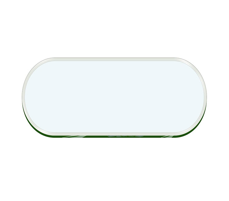 Buy Racetrack oval table top clear glass 10mm thickness Tempered - Beveled polished edges