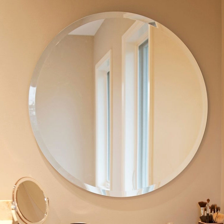 Buy Frameless Round Beveled Edge Wall Mirror 05 mm thickness for bathrooms, make up mirror