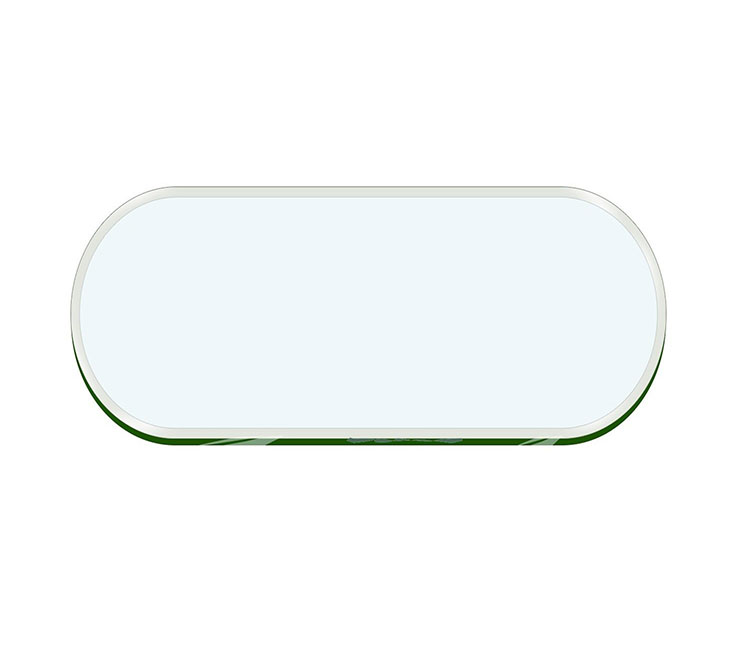 Buy Racetrack oval Table top Clear Toughened Glass 10mm - Beveled polished edges