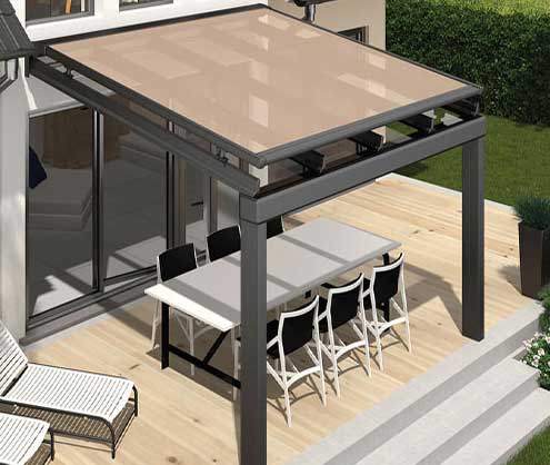 Buy Fixed Roof Canopy with toughened glass for patio, terrace, balcony