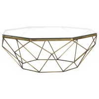Buy Geometric Coffee Table / Teapoy with octagon shaped glass table top